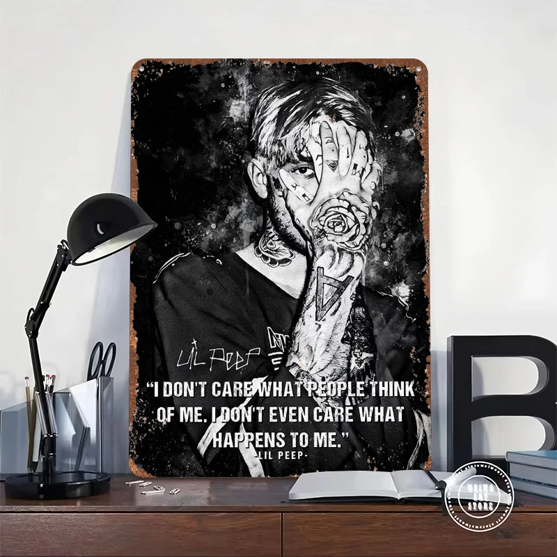 Lil Peep Portrait With Quote Metal Poster Customized Wall Art Retro Vintage Tinplate Signs for Garage Decoration Room Man Cave
