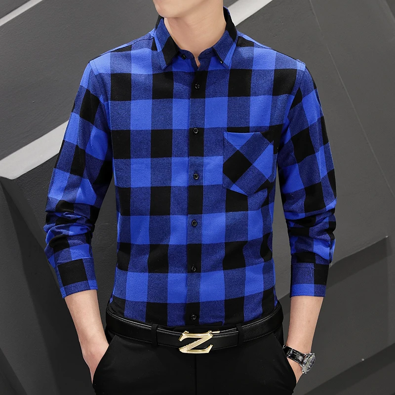 

The Main Push Burst Personality All Match Casual Plaid Style Lapel High-end Business + Handsome Comfortable Men's Shirt