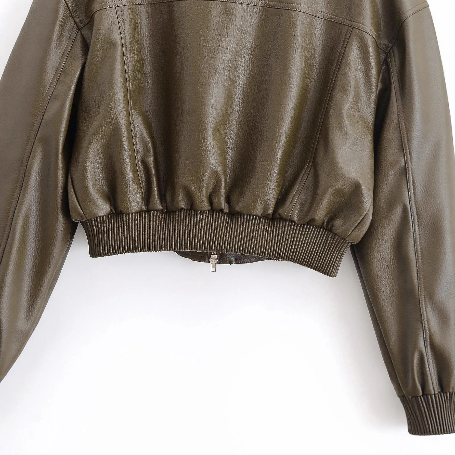 جاكيت نسائي عصري بخصر مرتفع من الجلد الصناعي، ملابس خارجية للعمل والشارع، تصميم جديد لموسم الخريف، وصول جديد عبر الحدود.