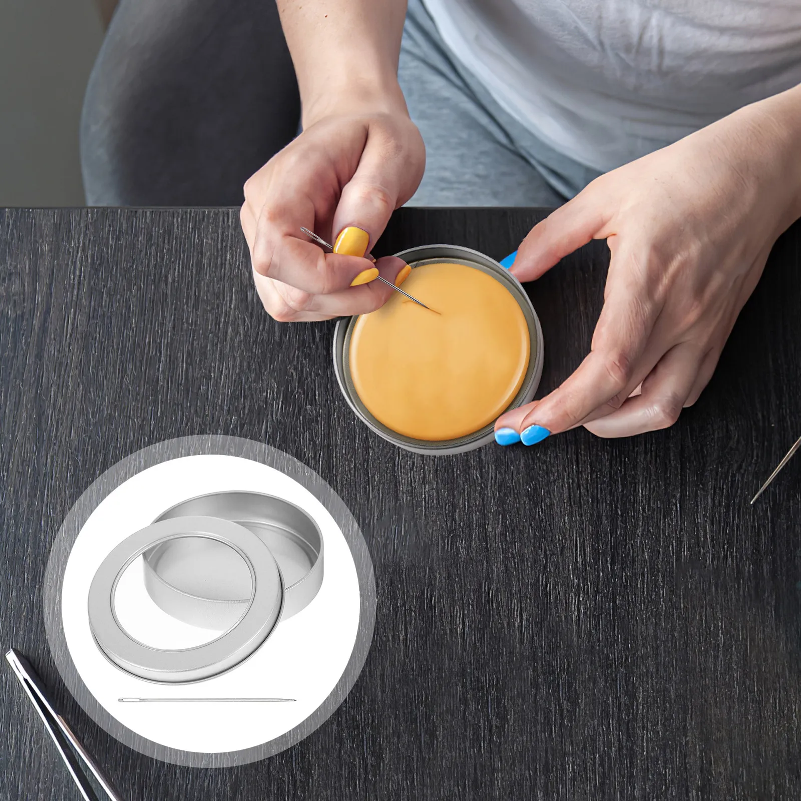 

Набор инструментов для изготовления корейских сладостей из нержавеющей стали: иголки, прозрачный контейнер, для украшения печенья и выпечки