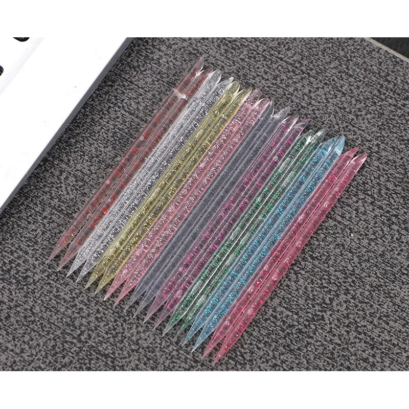 50/100pcs Reusable Double-Ended Crystal Cuticle Pusher – Professional Nail Art Tool for Cuticle Removal & Manicure Accessories