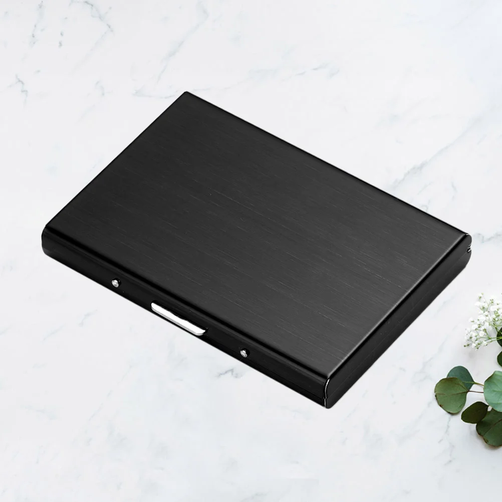 حامل أعمال من الفولاذ المقاوم للصدأ، حافظة معدنية من التيتانيوم الأسود لبطاقات الائتمان وبطاقات الهدايا ورخصة القيادة سهلة الحمل #3