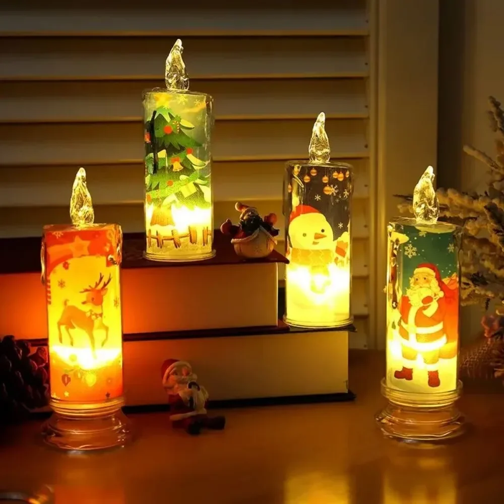 Christmas Flameless Candles, Flickering Battery Operated Real Wax Electric LED Pillar Candles for Xmas Decoration Santa Claus