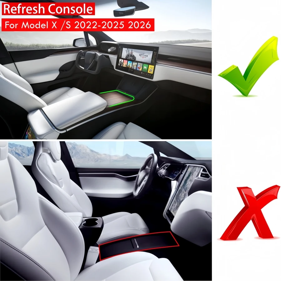 Black Silicone Center Tray for Tesla Model X Model S 2022-2025 2026 Console Organizers Box for Tesla X S Accessories