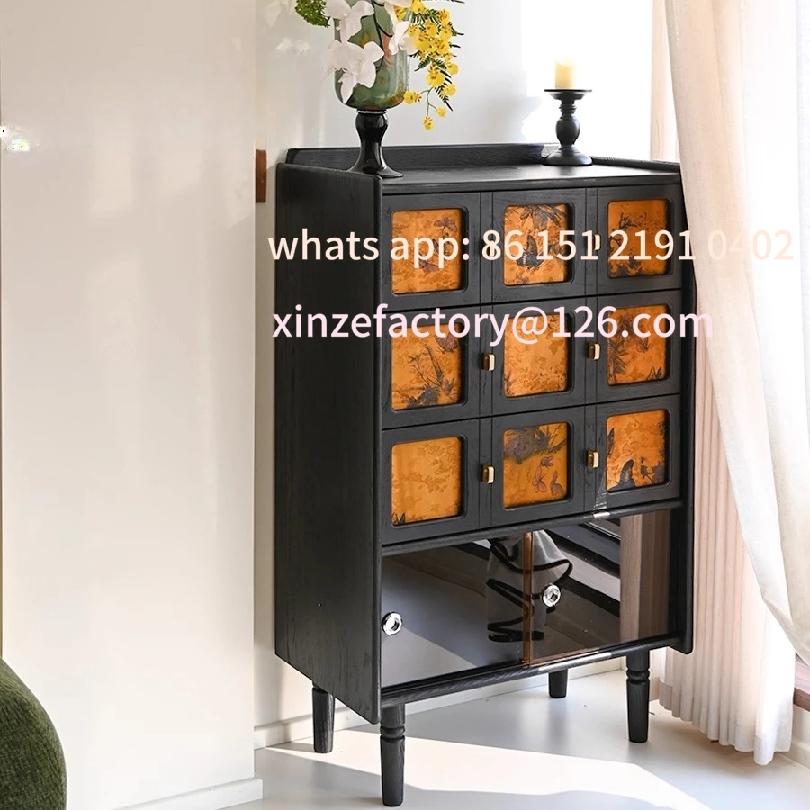 

Customizable yarn chest new Chinese retro solid wood dining side cabinet