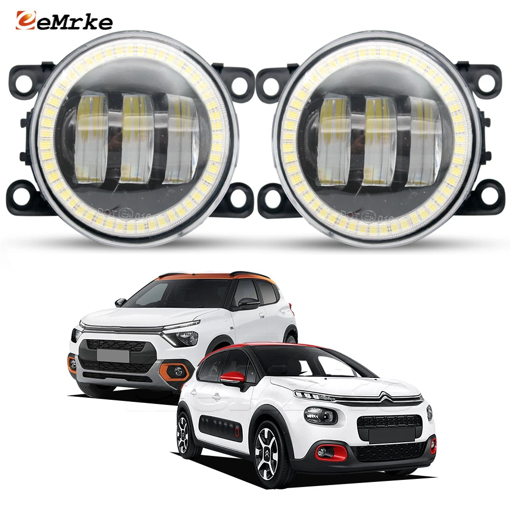

Modification Led Fog Lights Assembly for Citroen C3 III SX/SY,CC21 MK3 2016-2023 Angel Eyes DRL Aperture Halo Daylight PSX24W