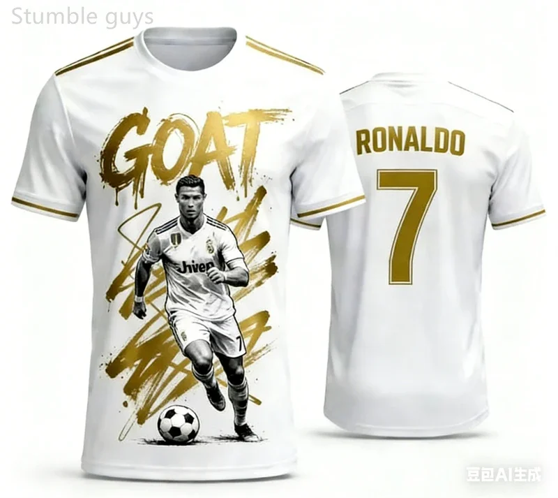 Outdoor Ball Game Men's Ronaldo T-shirt Quick Dry Breathable Summer Sport Jersey Kids Boys Clothes