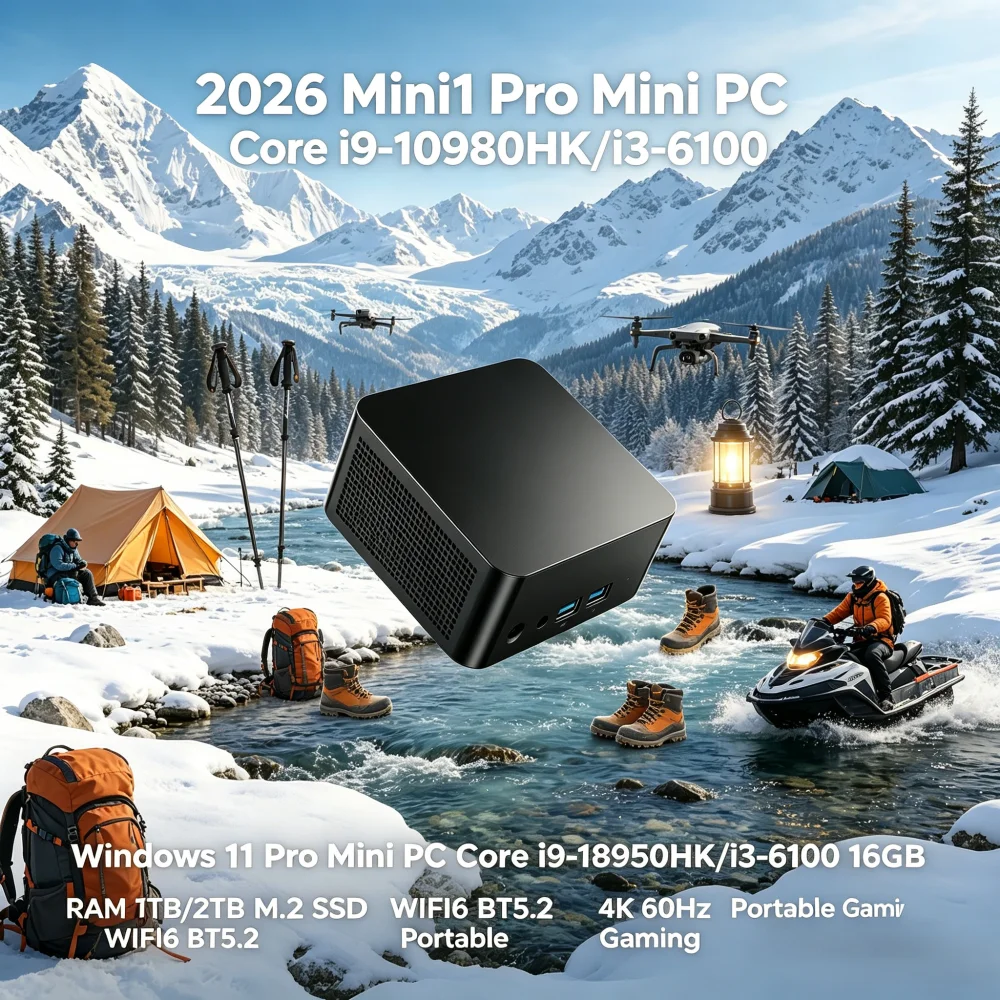 Mini PC Core i9-8950HK/i3-6100 Windows 11 Pro 32GB RAM 1TB/2TB SSD 4K 60Hz WiFi6 BT5.2 Portable Gaming Office Laptop 2026 New