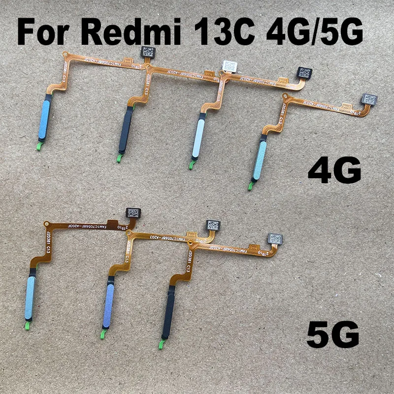 Sensor sidik jari pengganti untuk Xiaomi Redmi 13C tombol rumah tombol pengenalan tombol kabel fleksibel suku cadang perbaikan ponsel pintar 4G 5G