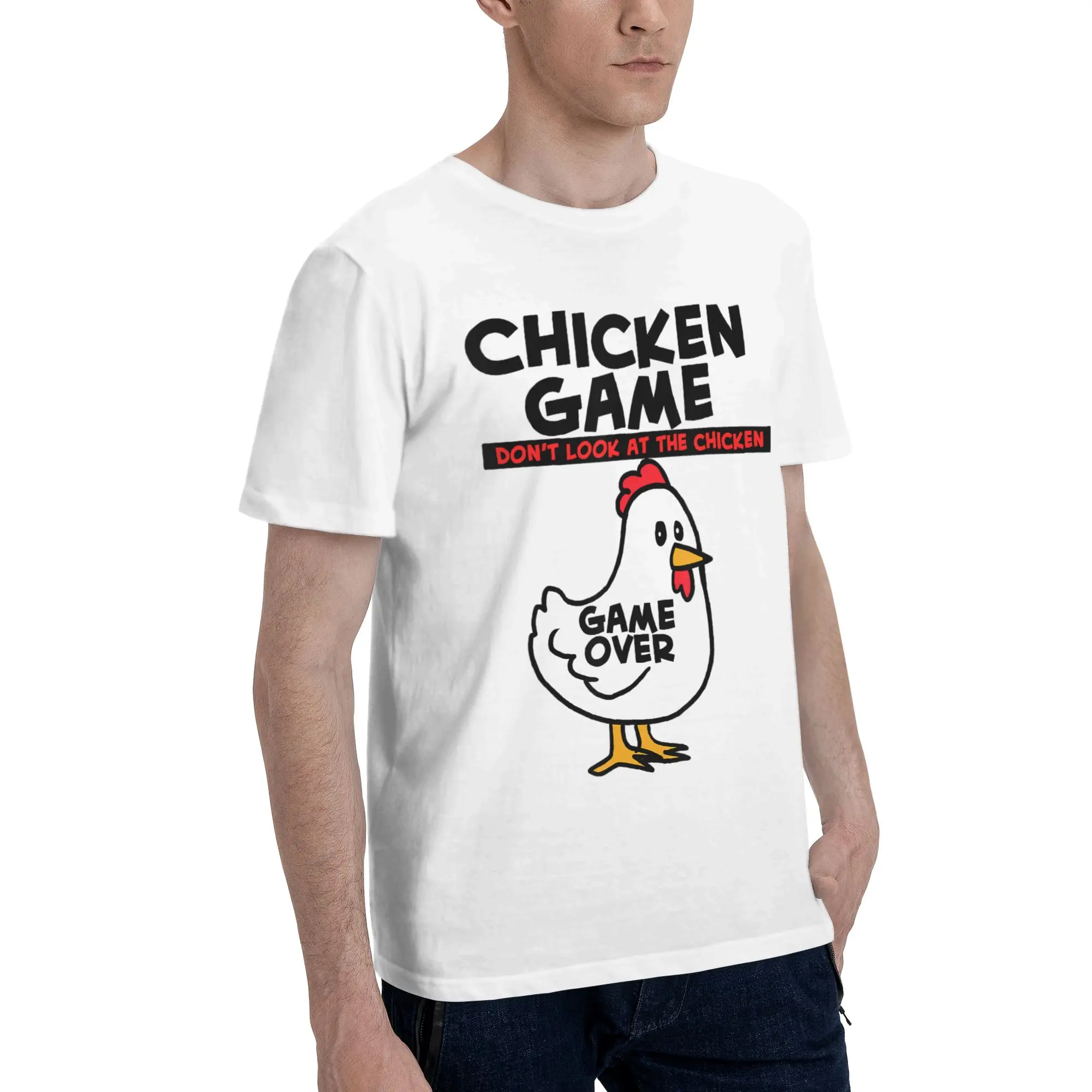 Chicken Game Dont Look At The Chicken Accessories Men Women T Shirt Pure Cotton Tee Print  T-shirt Clothing