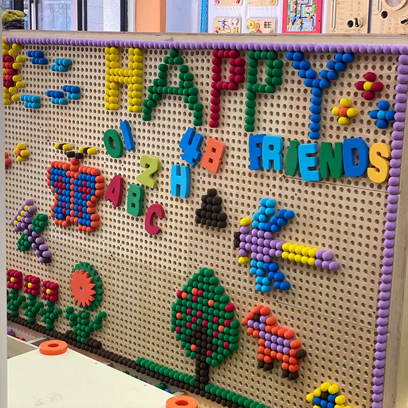 Corridor wall toy hole board EVA granular building block component software track beads puzzle