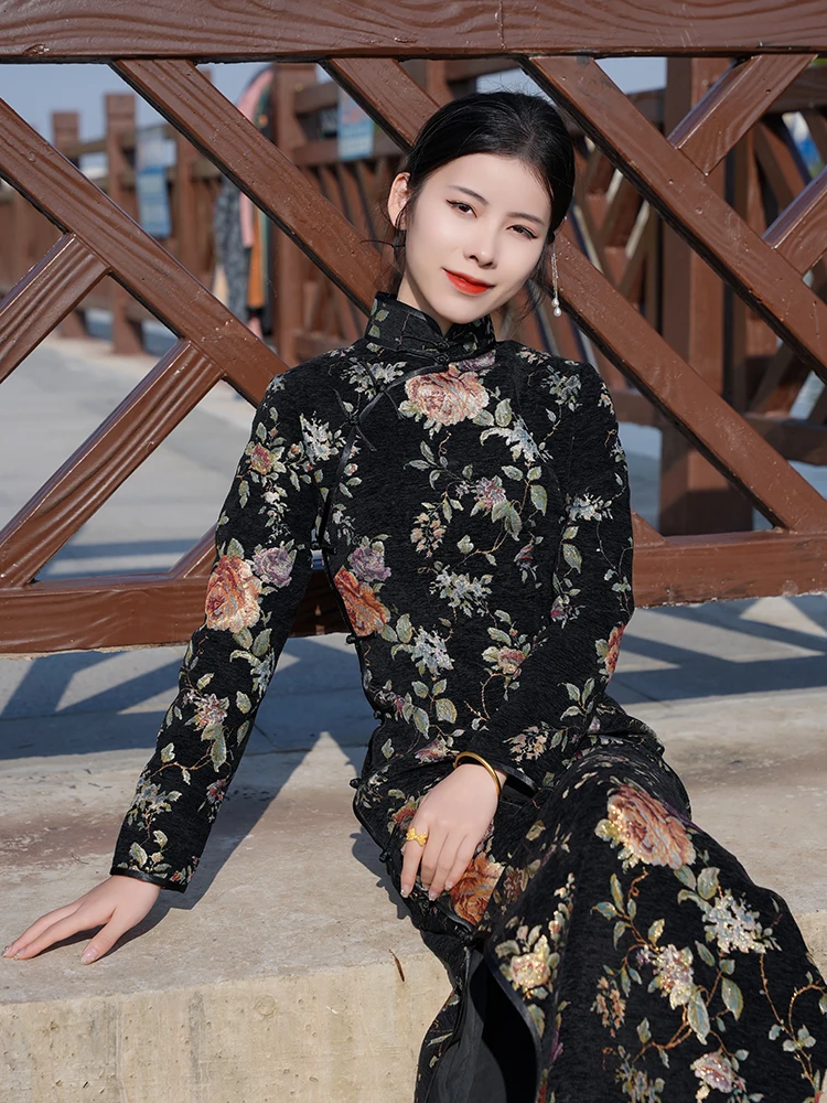 

Шелковая блузка ручной вышивки Linglong, осенне-зимняя новинка, приталенный крой, с пуговицами