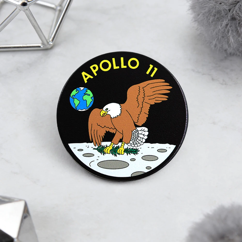 NASA Apollo 11 Enamel Pin Moon Landing Commemorative Badge 1969 Space Program Eagle Brooch Astronomy Jewelry Gift for Science Fa