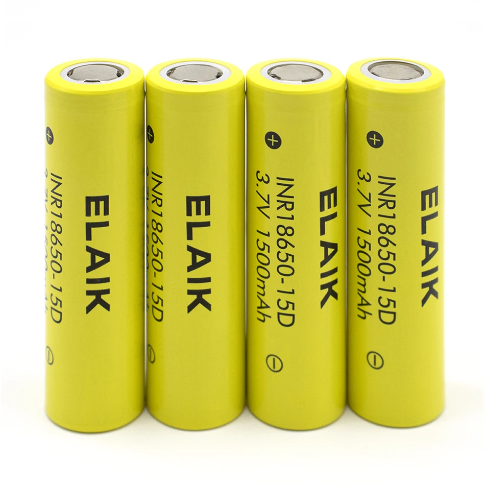 ELAIK-Nova bateria de lítio recarregável, 1500mAh INR18650, 3.7V, 15D, adequada para fontes de alimentação móveis e ferramentas elétricas, 4pcs