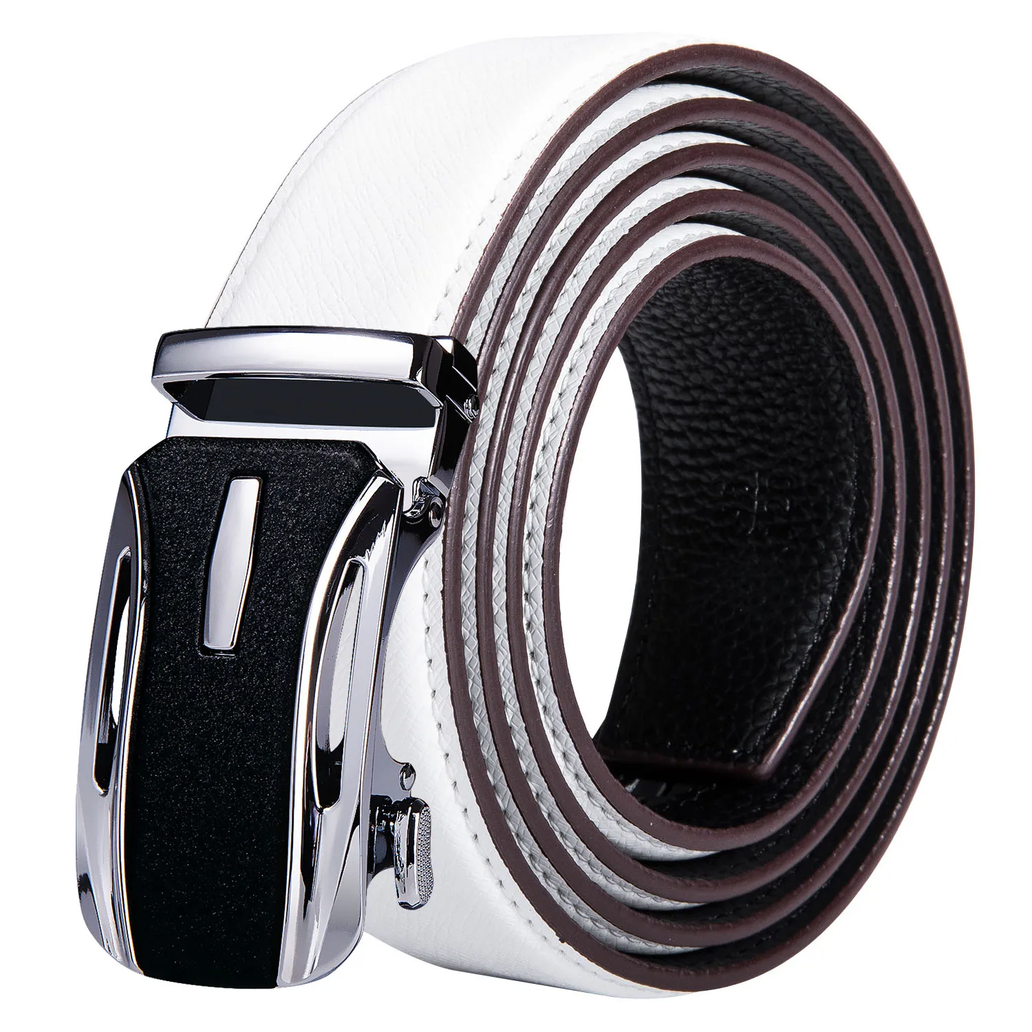 High Quality Green Faux Leather Belts For Men Metal Automatic Buckle Men's Belt Luxury Famous Brand Waist Strap DiBanGu