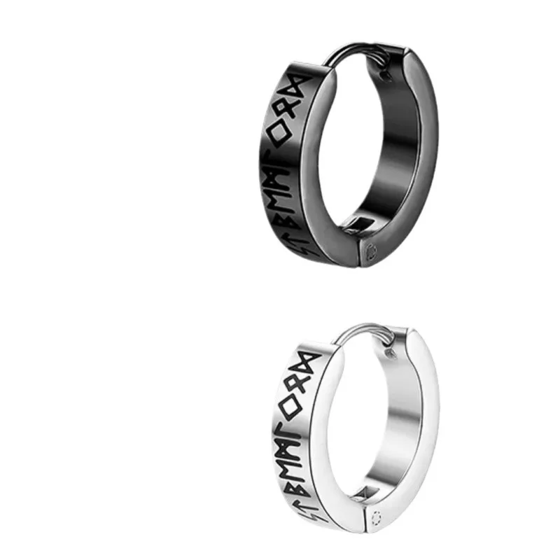 Brincos de argola de aço inoxidável para homens, numerais romanos, brinco circular, estilo punk rock, design de personalidade, joias presente, moda