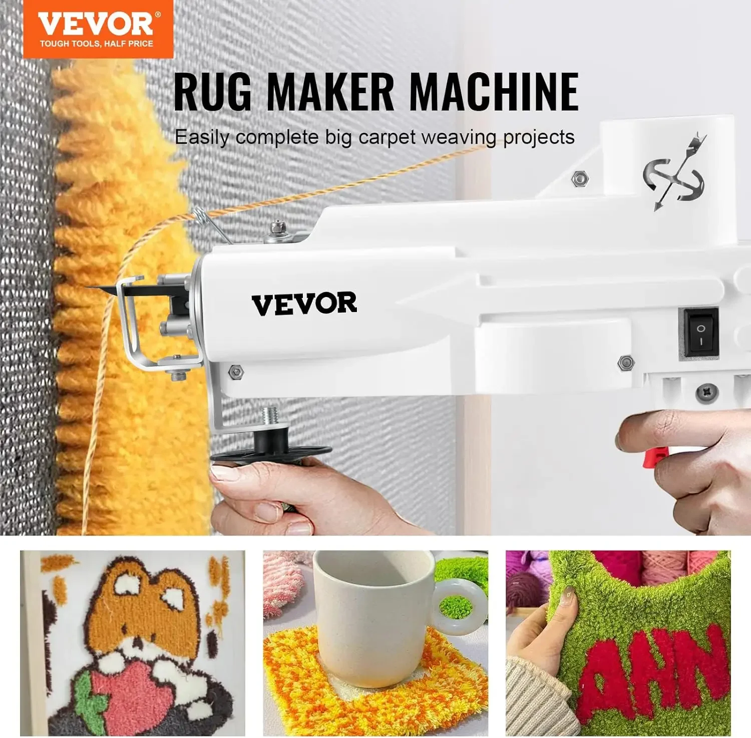 Tufting Gun, Cut Pile Electric Carpet Weaving Flocking Machine, Rug Machines Starter Kit, 7-27 Stitches/sec High Speed Rug