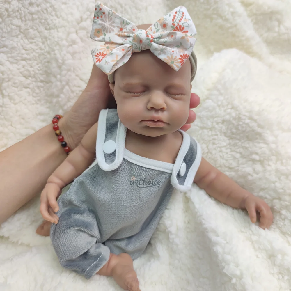 Slapende jongen siliconen reborn baby 12" zachte huid mini-poppen levendig handbeschilderd pasgeboren baby's voor verzamelobjecten festivalgeschenken