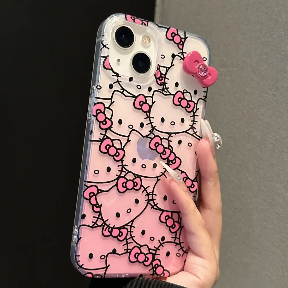 Sanrio Hello Kitty Full Screen KT Phone Case For iPhone15 14 13 12 11Pro Max 78Plus XR XS MAX Y2K Girl Cute Anti Fall Back Cover