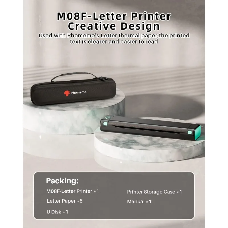 Phomemo Draagbare Printer-Draadloos Voor Reizen Compatibel Met Ios En Android & Laptop, Mini Bluetooth Mobiel