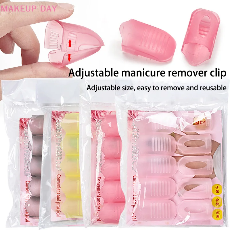 5 Stuks Kleurrijke Acryl Nail Art Weken Off Cap Clips Nagels Schoonmaken Manicure Uv Gel Polish Doorweekt Wrap Tools Voor Vinger