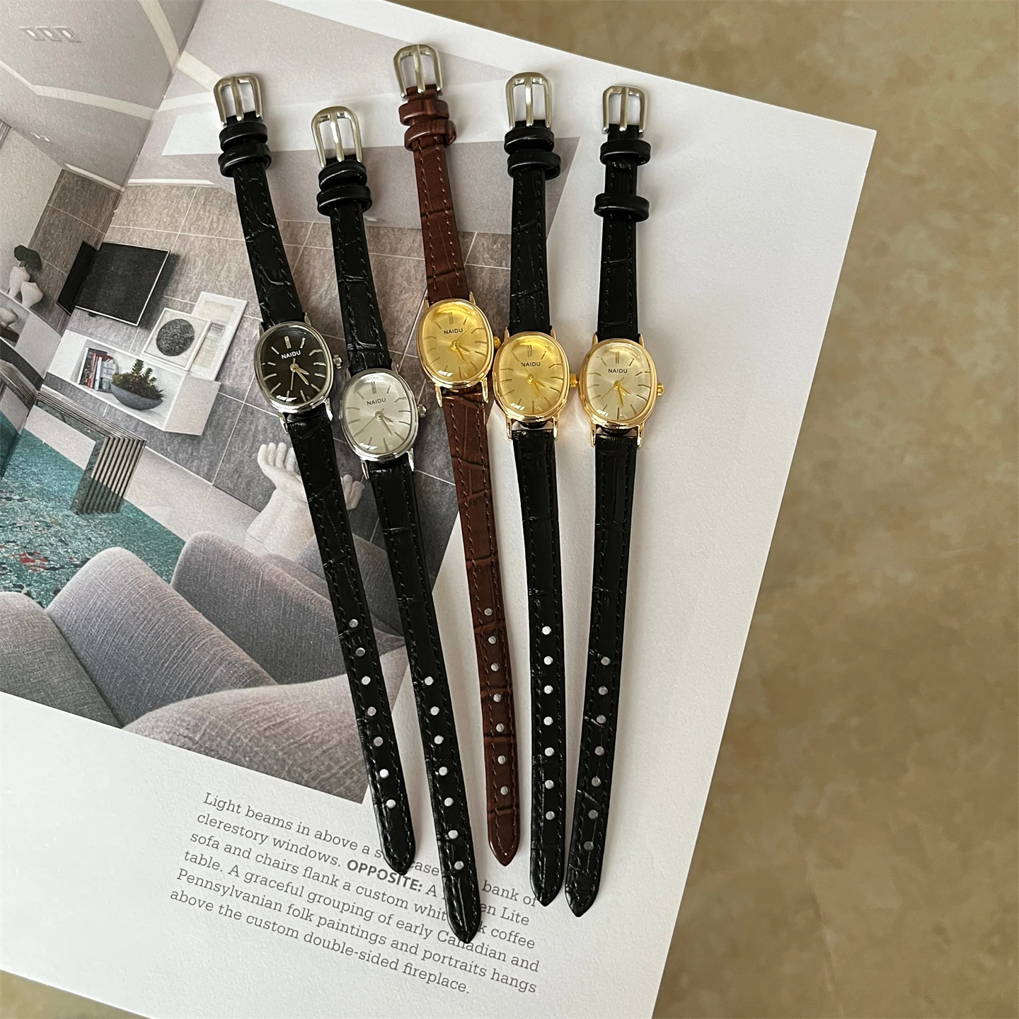 Elegant Women'S Watch With FrenchStyle High-End Feel, Fashionable And Versatile GlassRetro Temperament Preppy Style Quartz Watch