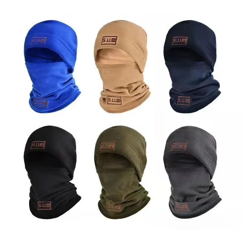 Tactical Fleece Hat Scarf Set Thermal Head Cover Winter Warm Balaclava Face Mask Outdoor Sports Cycling Bonnet Neck Protector