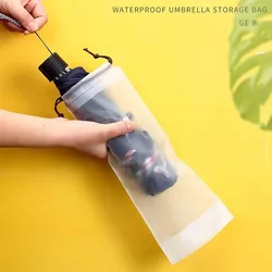 3PCS Rain Umbrella Cover Umbrella Cover Bag Cover for Waterproof Translucent Plastic Bag Reusable Portable Umbrella Drawstring