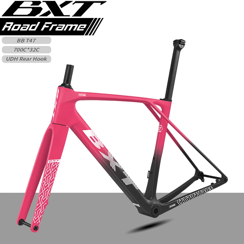 

BXT Carbon Road Bike Frame T1000 Carbon Fibre Road Frameset Flat-Mounted Disc Road Frame fit Mechanical& Di2