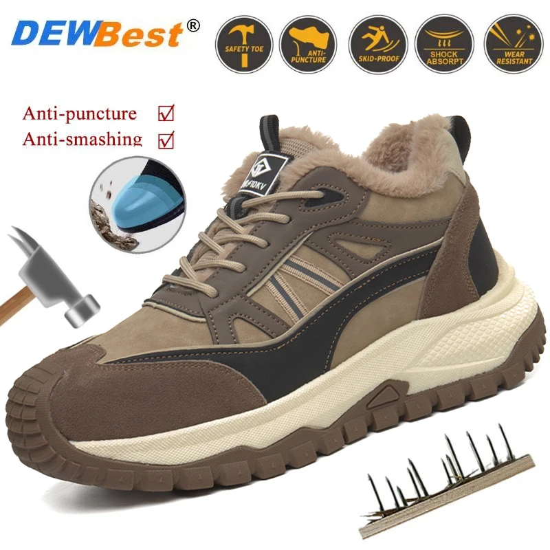 New Stylish, Durable, and Breathable Men's Work Shoes: Impact-Resistant, Puncture-Resistant, Lightweight Safety Shoes