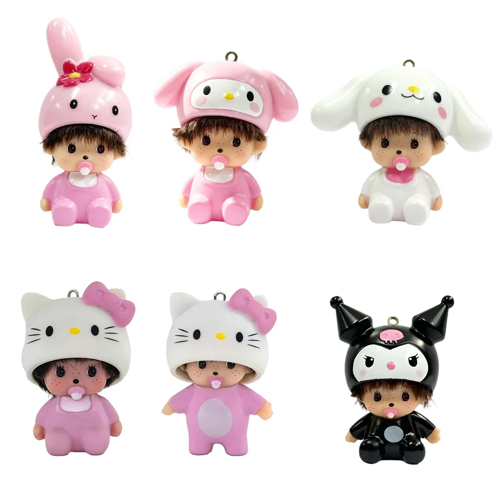 Niedlicher Sanrio Monchhichi Puppen-Schlüsselanhänger, Langlebiger Weicher PVC-Rucksackanhänger & Autoanhänger Mädchenhafte Herzgeschenke Monchhichi Puppe