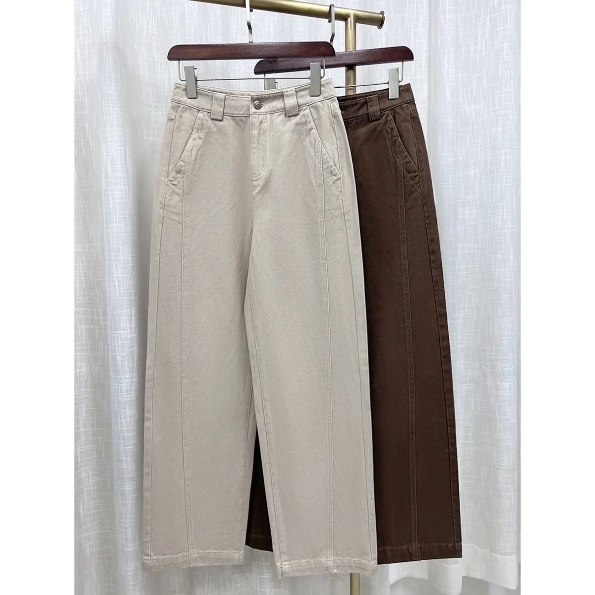 

Xingge Deconstructed Split Wide Leg Jeans Women's Casual Loose Slimming High Waist Cotton Stretch Denim Blue Jeans