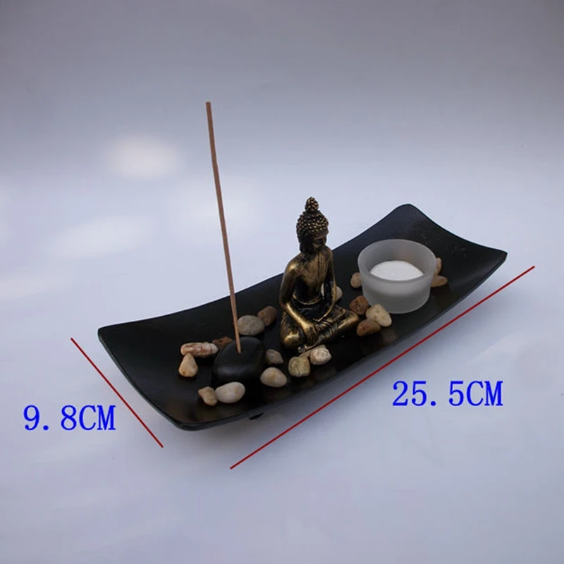 Buddha Resin Incense Stick Burner Holder, Zen Garden Tea Light Candle Holder, Buddha Statue Sand Table For Home Decor