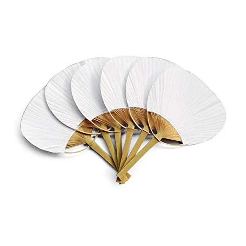 Hot Sale 72 Pcs/Lot White Wedding Fan White Bamboo Fan Wedding White Paddle Fan for Wedding Decoration