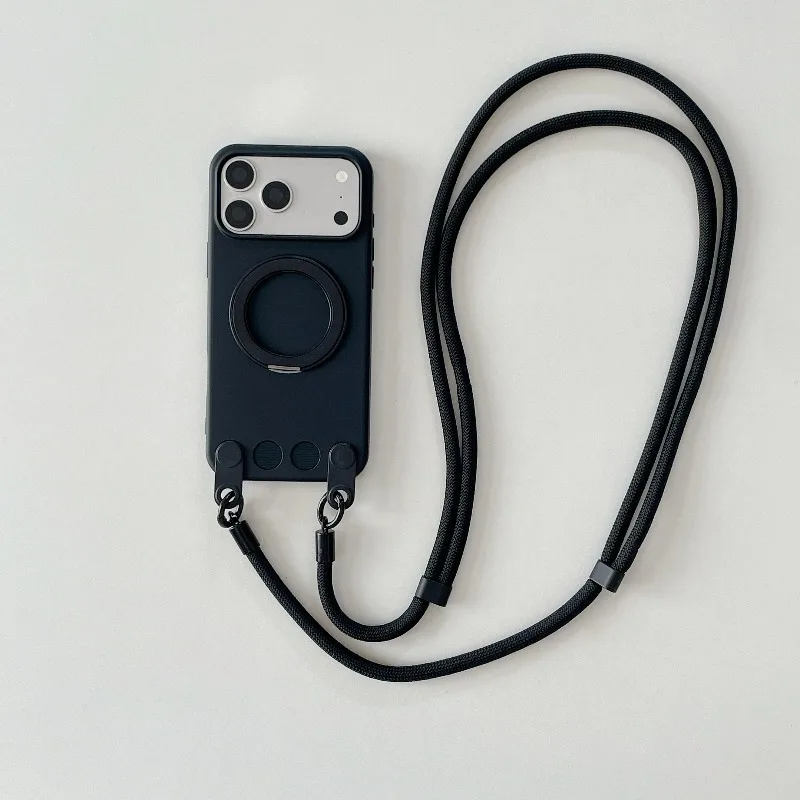 Removable Thick Crossbody Strap Anti-Loss Cord Liquid Silicone Case For iPhone 17 13 14 15 16 Pro Max Shockproof Bumper Cover view 6
