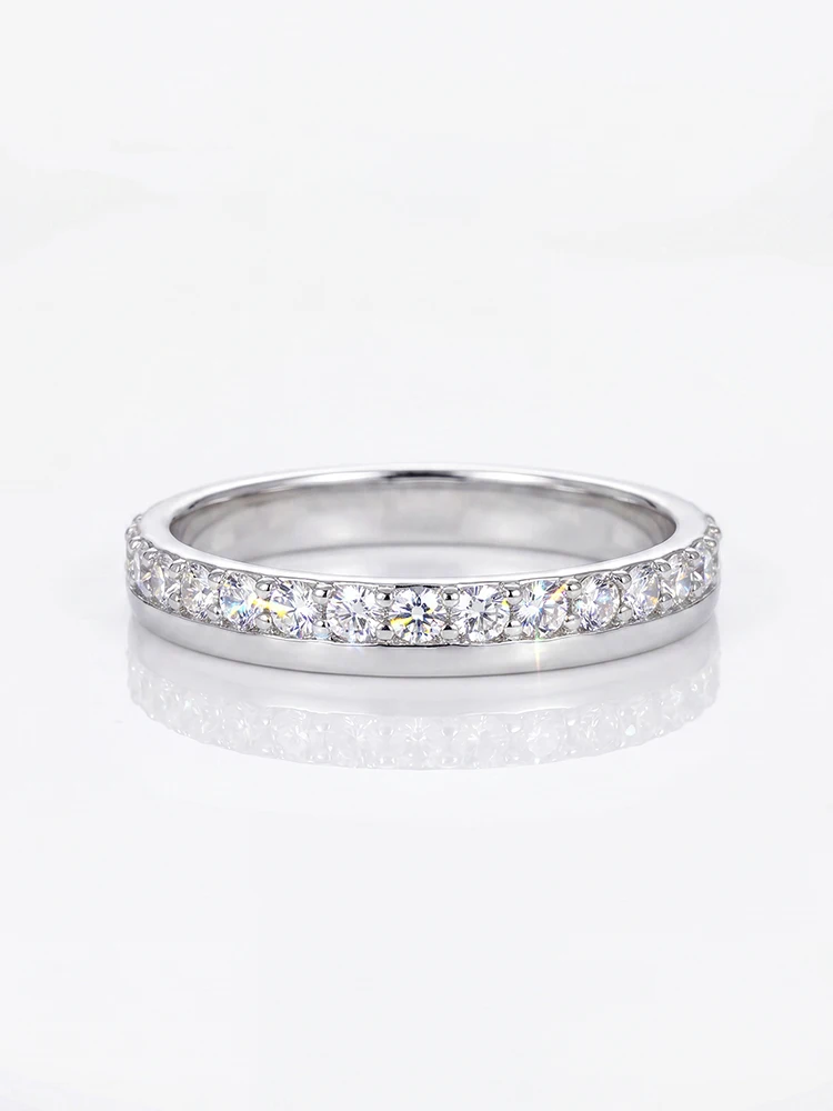 Glänzende Echte Moissanit-Diamant Runde Eheringe für Damen Verlobungsfeier Luxus Mode Minimalismus Schmuck – Detail 6
