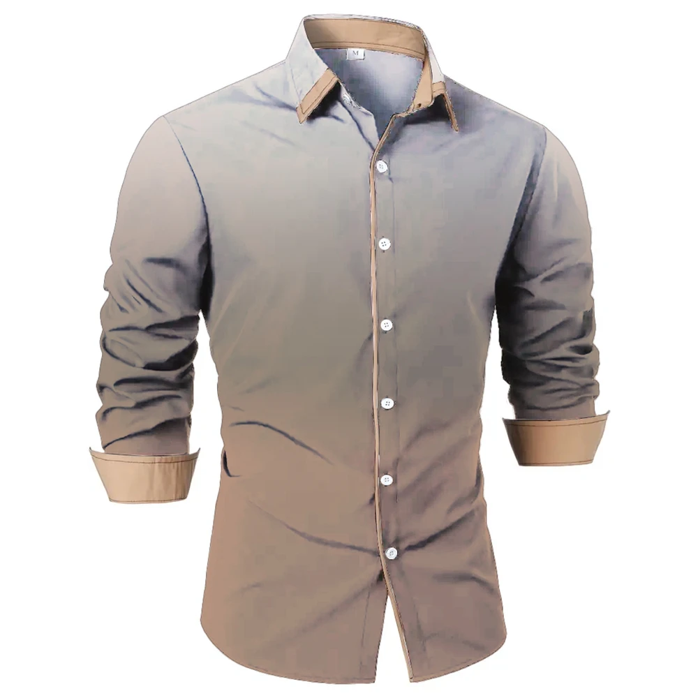 Men's Long-Sleeved Shirt Loose Shirt Classic 10 Colors Gradual Change Fashion Casual Lapel Comfortable Men's Top Clothing