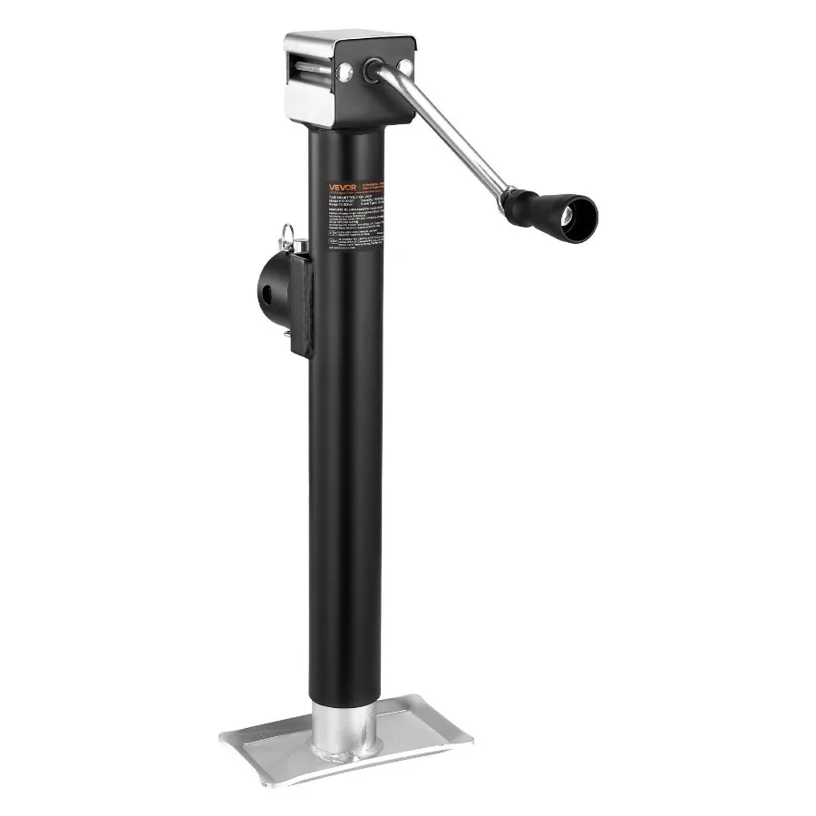 

Trailer Jack 5000 lbs Dynamic Load Capacity Weld-on Pipe-Mount Swivel with Ergonomic Handle 15-inch Vertical Travel for RV Hors