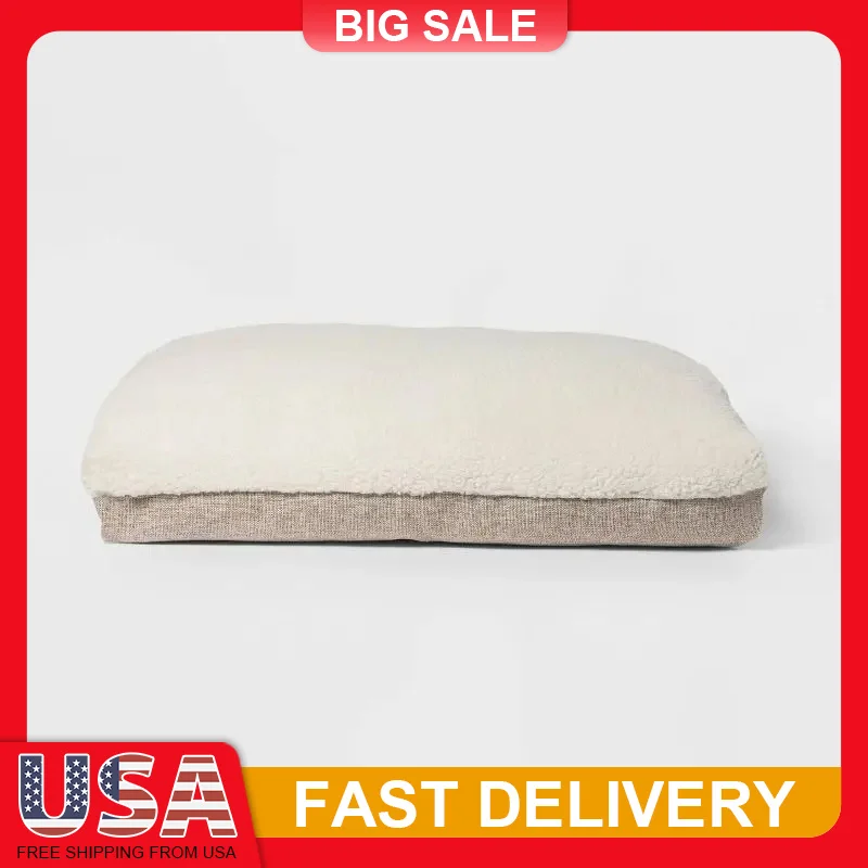 

Rectangular Gusset Dog Bed Medium Removable Cover Open Sides Cream Beige Indoor Pet Bed Comfy Support