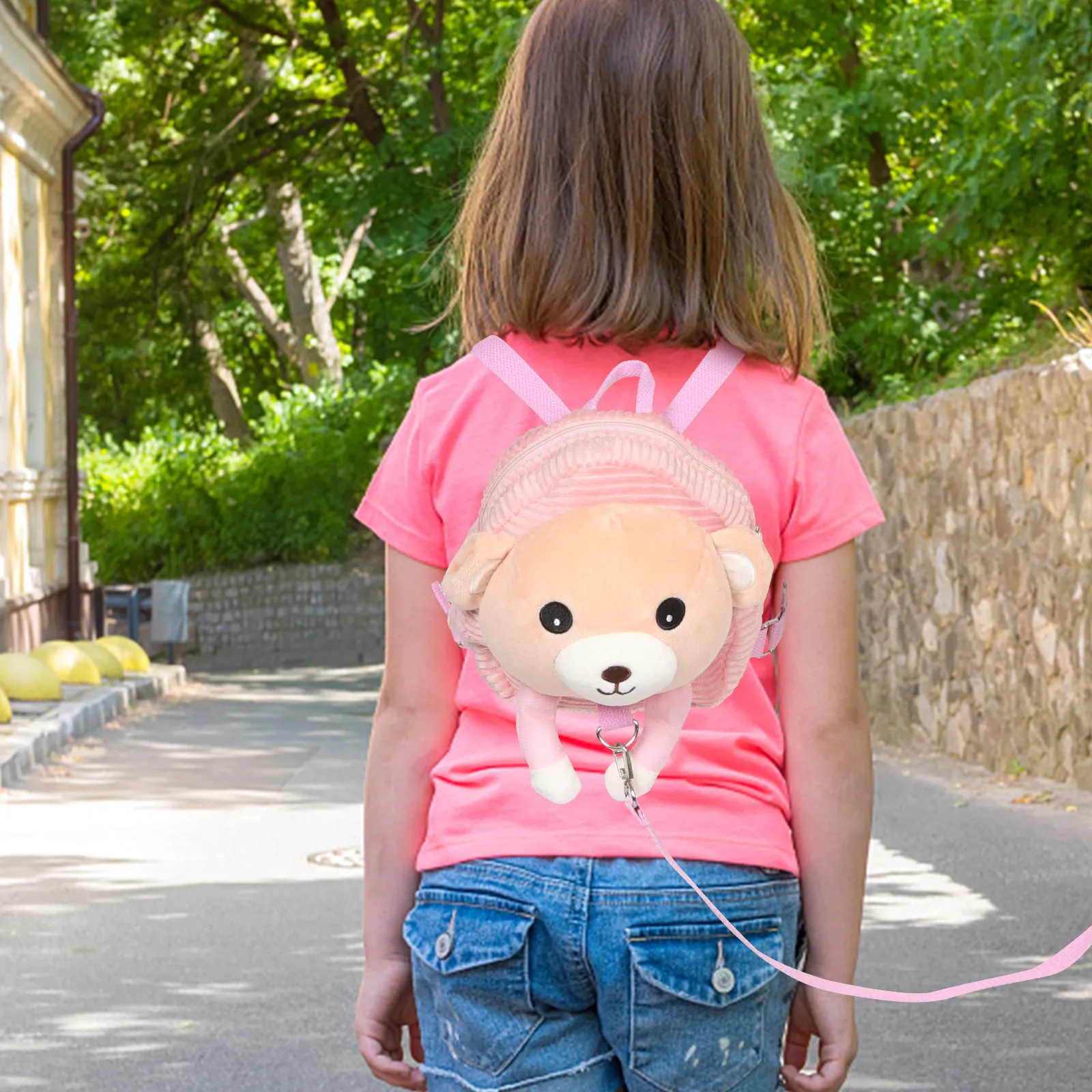 

Cute Toddler Backpack Mini Travel School Bag Adjustable Straps Safety Leash Cartoon Bear Design Kid Leash Backpack for Preschool