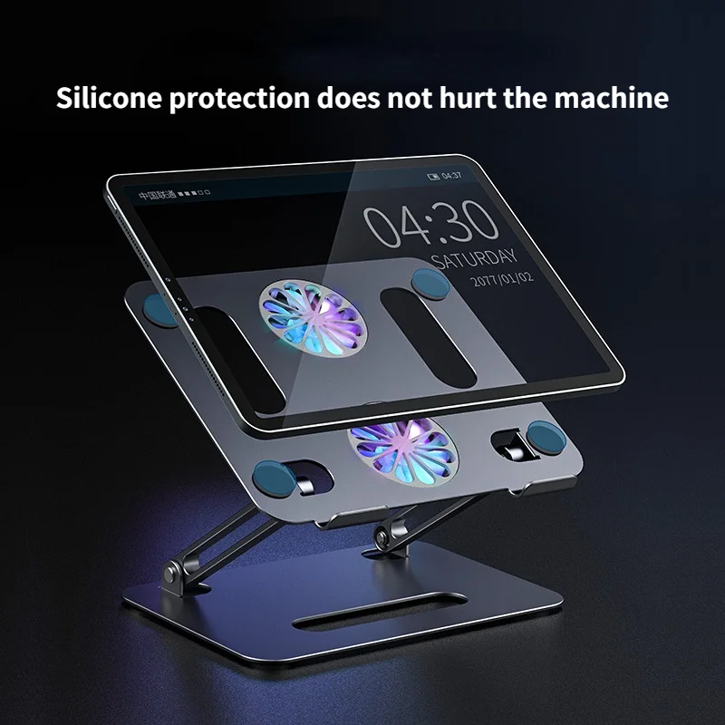 Foldable Laptop Tablet Stand with Cooling Fan Heat Dissipation Aluminum for Desktop MacBook Air Pro Stand Notebook Holder Cooler