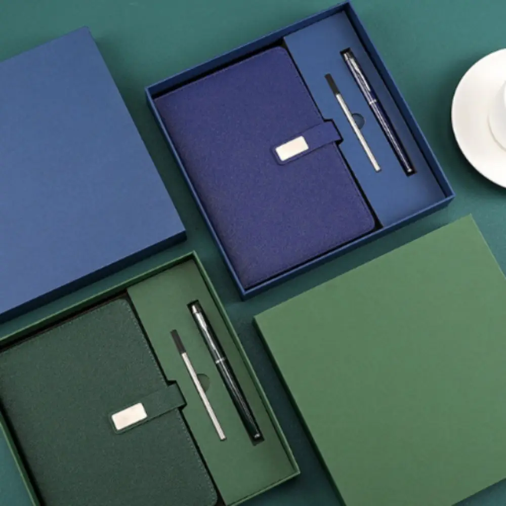 مجموعة هدايا الشركات المصنوعة من جلد البولي يوريثان، قلم ستايلس، طباعة مخصصة، مجموعة إعادة تعبئة دفتر ملاحظات مخصصة، مفكرة اجتماع محرك فلاش