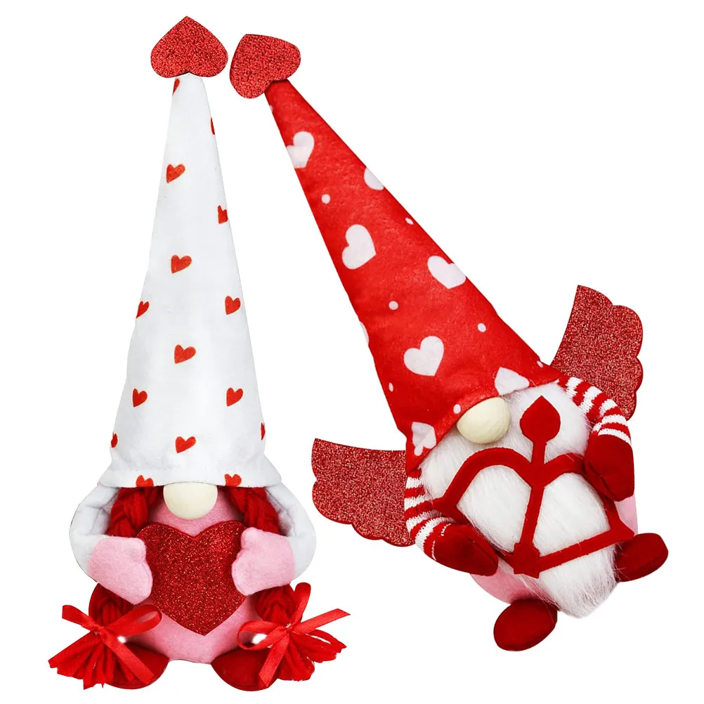 

2Pcs Valentines Day Gnome Decoration Adorable Cartoon Valentine Ornament Desktop Window Decor Romantic Gift Gnome Ornaments