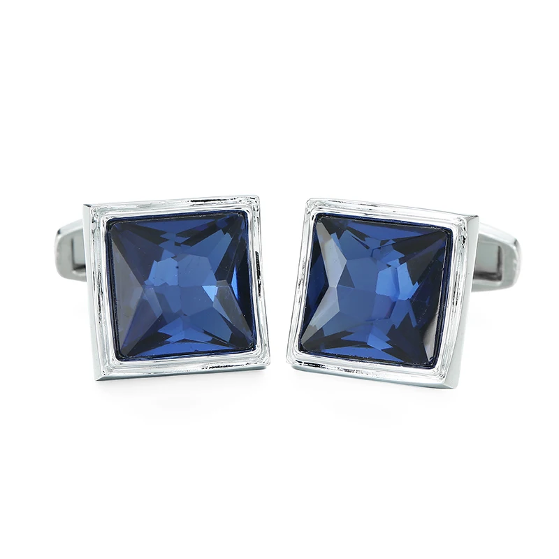 WN Men's fashion brand stainless steel cufflinks blue crystal peace crime clothing accessories French shirt cuff links