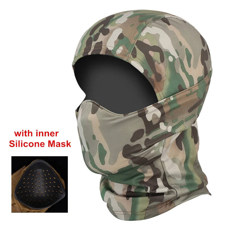 

Полнолицевая маска, головной убор, Балаклава, мотоциклетная страйкбольная пейнтбольная эластичная тканевая силиконовая защитная маска
