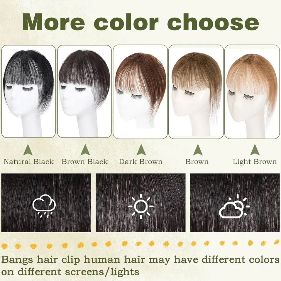 SEGO 3D Bangs 360° Cover Clip in Bangs Real Human Hair Clip on Bangs for Women Fringe Hair Topper for Daily Wear Black Brown