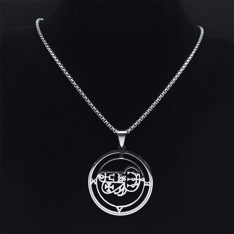 Gothic 72 demons sigils bel goetia SHAX Nyakdísz Nők férfiak Rozsdaálló Acél Beesett Ezüst színben Medál necklaces ékszer N8531S03