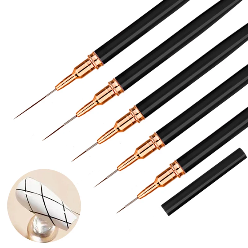 

5Pcs/Set Nail Art Liner DIY Painting Brush Drawing Lines Stripe Flower Painting Pen Nail Liner Brush with 5size Manicure Tools