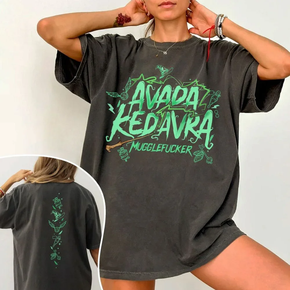 Camiseta cómoda para fanáticos de HP, camisetas con varita mágica, camisetas holgadas informales con estampado para mujer, camiseta de manga corta de verano para mujer, ropa de calle nueva