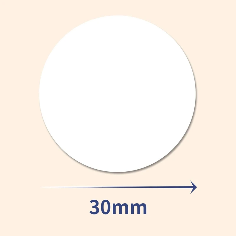 라운드 라벨, 접착점, 직경 30mm, 인쇄용 라운드 스티커, 잔류물 없이 제거 가능, 흰색, 50 매